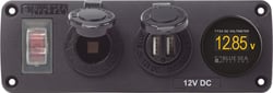 Picture of Blue Sea Systems 4366BSS Water Resistant USB Socket Panel with Voltmeter