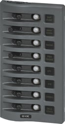 Picture of Blue Sea Systems 4378-BSS WeatherDeck 12V DC 8 Position Waterproof Circuit Breaker Panel Gray