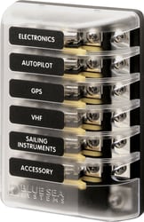 Picture of Blue Sea Systems 5015BSS AGC Fuse Block 6 Circuit with Negative Bus and Cover