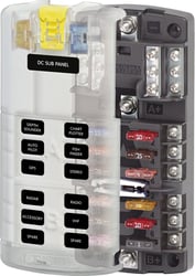 Picture of Blue Sea Systems 5032BSS ST Blade Fuse Block 12 Circuit with Cover