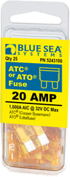 Picture of Blue Sea Systems 5243100-BSS ATO/ATC Blade Fuse 20 Amp 25-Pack