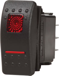 Picture of Blue Sea Systems 7936-BSS Contura II DPDT Rocker Switch On-Off-On Black with Red LED