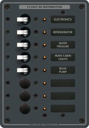 Picture of Blue Sea Systems 8023BSS DC Circuit Breaker Panel - 8 Position 100 Amp 12/24V
