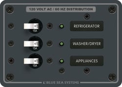 Picture of Blue Sea Systems 8058BSS 120V AC 3 Position Circuit Breaker Panel