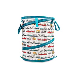 Picture of Camco 42989 Pop-Up Utility Container 15 Inch Collapsible Trash Can with Camping Theme