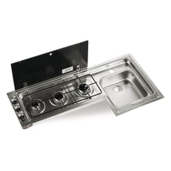 Picture of Dometic MO9523RSUS 3-Burner RV Cooktop with Sink and Glass Lid