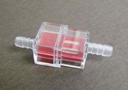 Picture of Helix Racing Products 1189013 Inline Fuel Filter 1/4" Clear Red Rectangular