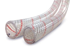 Picture of Sierra 161621180S 1-1/8" Clear Reinforced PVC Water Hose with Red Tracer - 100 ft
