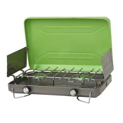 Picture of Flame King YSNVT-101 Portable 2-Burner Camp Stove with Wind Panels
