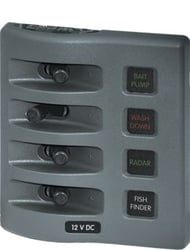 Picture of Blue Sea Systems 4304BSS Weather Deck Fuse Panel 4 Position 12V DC Gray