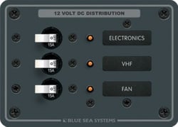Picture of Blue Sea Systems 8025-BSS Traditional Metal DC 3-Position Circuit Breaker Panel