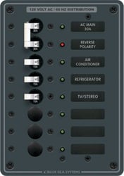 Picture of Blue Sea Systems 8027BSS Traditional Metal AC Circuit Breaker Panel - 120V AC Main + 6 Positions
