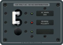 Picture of Blue Sea Systems 8029-BSS AC Main + 1 Position Circuit Breaker Panel 120VAC