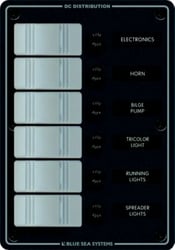 Picture of Blue Sea Systems 8053-BSS Contura 6-Position Water Resistant Switch Panel 12V DC Gray