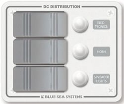 Picture of Blue Sea Systems 8274-BSS Contura 3-Position Vertical Circuit Breaker Panel White 12V DC
