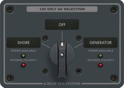 Picture of Blue Sea Systems 8367BSS AC Rotary Switch Panel 30A 2-Position + OFF 2-Pole 120V