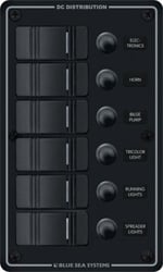 Picture of Blue Sea Systems 8373BSS Water Resistant Circuit Breaker Panel 6 Position Black
