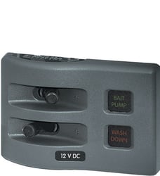 Picture of Blue Sea Systems 4302-BSS WeatherDeck 12V DC Waterproof Fuse Panel 2 Position Gray