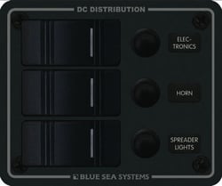 Picture of Blue Sea Systems 8374-BSS Water Resistant 3-Position Circuit Breaker Panel - Black
