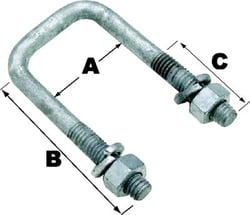 Picture of Seachoice 57210 Square U-Bolt 2-1/16" x 2-13/16" Galvanized Steel with Hardware