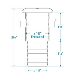 Picture of Seachoice 50-18091 Thru-Hull Connector with Broad Flange 1-1/8 Inch White