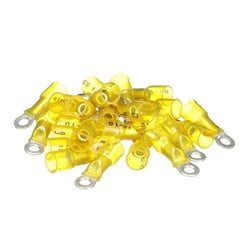 Picture of Seachoice 60071 Marine Heat Shrink Ring Terminals 12-10 AWG 3/8" Stud Yellow 25-Pack