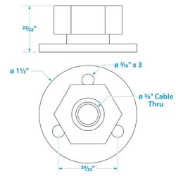 Picture of Seachoice 50-10031 Watertight Cable Outlet 3/8 Inch Chrome Plated Brass