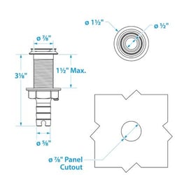 Picture of Seachoice 50-18591 Mega-Flow Dripless Thru Hull Fitting 316 Stainless Steel 5/8 in