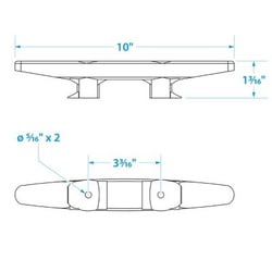 Picture of Seachoice 30861 Black Plastic Cleat 10 Inch for Small Boats