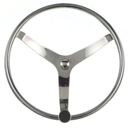 Picture of Seachoice 28531 3-Spoke Sports Steering Wheel with Turning Knob 15.5 Inch Stainless Steel