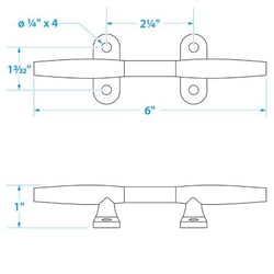 Picture of Seachoice 30251 Stainless Steel Hollow Base Cleat 6 Inch Marine Dock