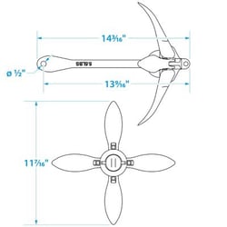Picture of Seachoice 50-41010 Folding Grapnel Boat Anchor 5.5 lbs Galvanized Iron