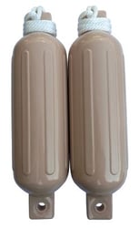 Picture of Seachoice DE77234S Twin Eye Ribbed Fender Kit with Lines - 2 Pack 6.5" x 23" Tan
