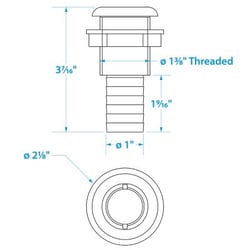 Picture of Seachoice 50-18071 Thru-Hull Connector with Broad Flange for 1" ID Hose