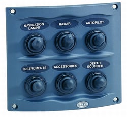 Picture of Hella H73070041 Gray 2-Row 6-Way Compact Marine Toggle Switch Panel