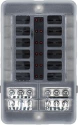 Picture of Bluewater 3200-0001-012 12 Position LED Fuse Block for 48V DC Systems