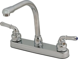 Picture of American Brass U-YNN800RSN 8" RV Kitchen Faucet Hi-Rise Spout Teapot Handles Brushed Nickel