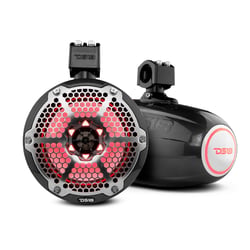 Picture of DS18 CF-X8TP 8" Marine Wakeboard Tower Speakers with RGB LED Lights Carbon Fiber
