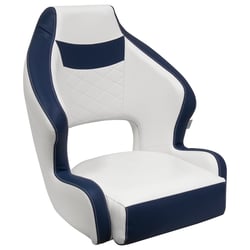 Picture of Wise Seating DLX3338-1904 DLX Series Pontoon Bucket Seat with Flip Up Bolster White Mariner Blue