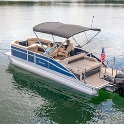 Picture of Taylor Made 2024050709 Power Bimini Top with Beige Fabric and Clear Frame