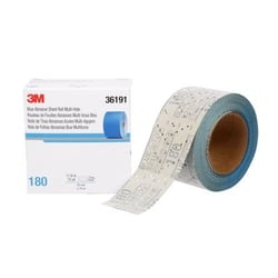 Picture of 3M 7100091070 Hookit Blue Abrasive Sheet Roll 2.75" x 13 Yard 180 Grit Multi-Hole