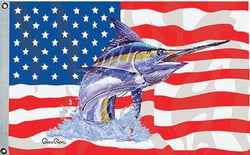 Picture of TAYLOR 2020109153 US Flag with Blue Marlin 36x60 Inch Marine Boat Flag