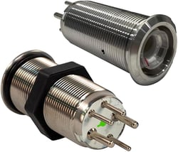 Picture of Bluewater 9057-2123 19mm Momentary Push Button Switch Off(on)(on) Blue/Red/Green LED