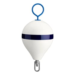Picture of Polyform CM-2 WHT W/STR CM Series Mooring Buoy 13.5" x 18" White with Blue Stripe