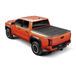 Picture of TrailFX TFX8013 Hard Folding Tonneau Cover 3-Panel Gloss Black Aluminum
