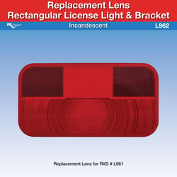 Picture of RV Designer L962 Replacement Lens for Incandescent Rectangular License Light & Bracket DOT-Compliant