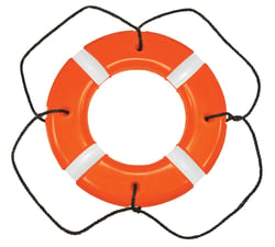 Picture of Taylor Made 2020108365 SOLAS Approved 30-Inch Orange Polyethylene Life Ring with Black Grab Lines