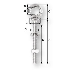 Picture of Wichard 6495W Stainless Steel Eye Bolt M10 x 150mm - 100mm Length