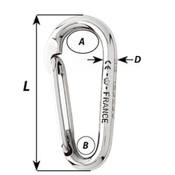 Picture of Wichard 2333W Symmetric Carbine Hook Without Eye 60mm 316L Stainless Steel