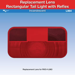 Picture of RV Designer L964 Replacement Lens for Incandescent Rectangular Tail Light with Reflex DOT-Compliant
